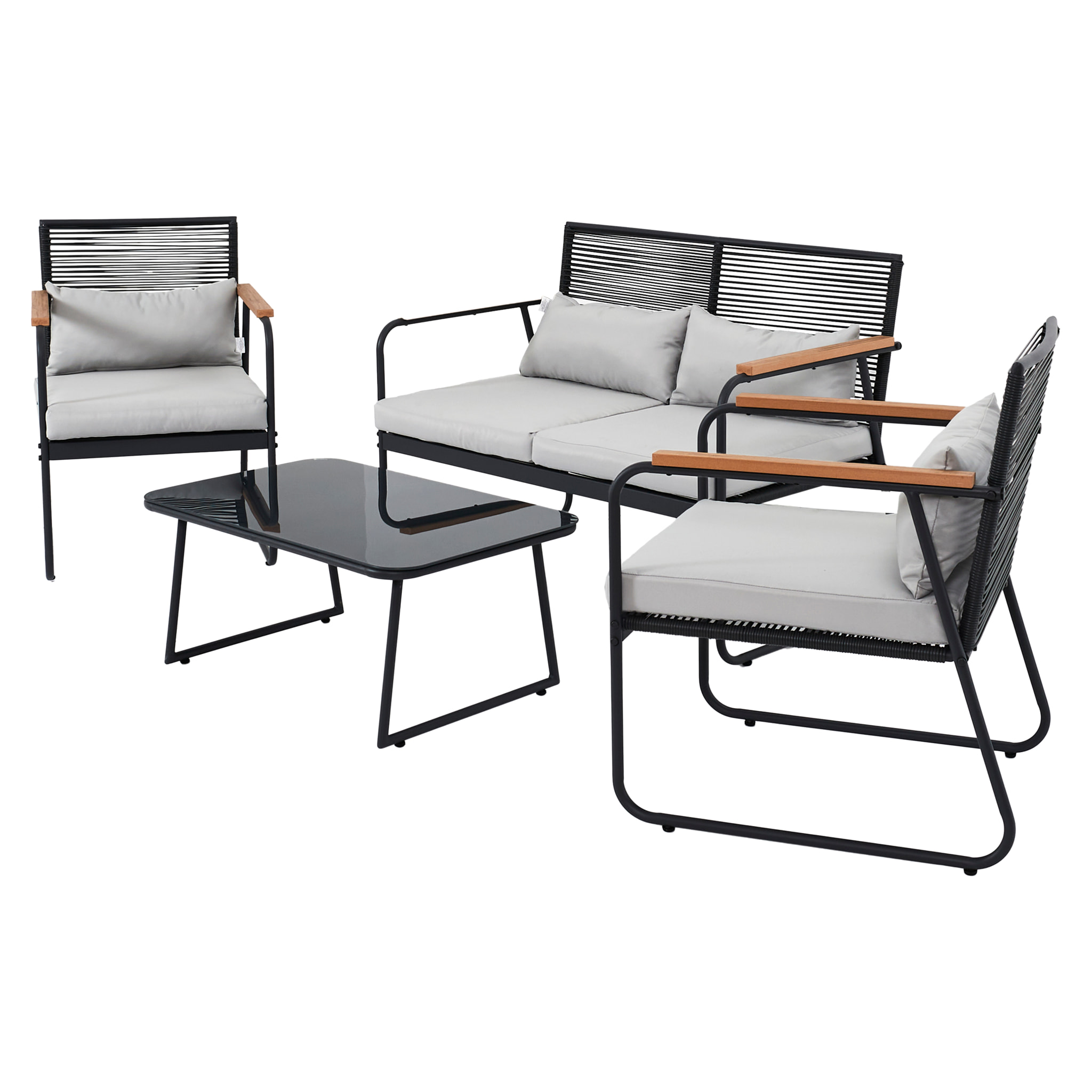 Salon De Jardin Palma Gris 4 Pieces