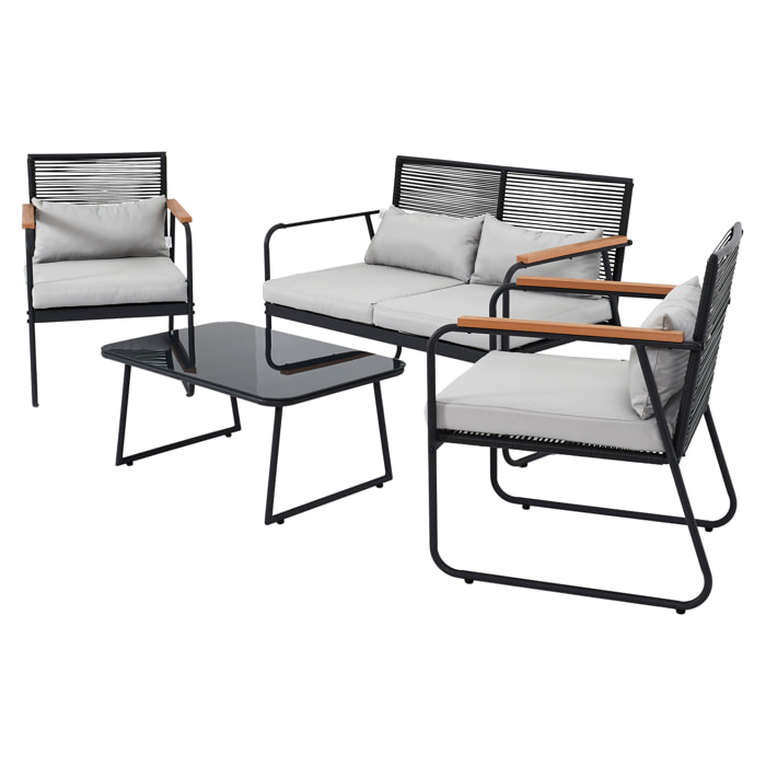 Salon De Jardin Palma Gris 4 Pieces