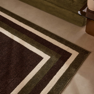 SANTAL - Tapis de salon marron à motif cadre rétro