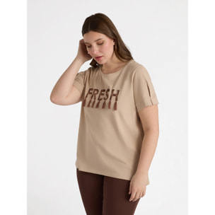 Fiorella Rubino - Camiseta con escritura - Beige