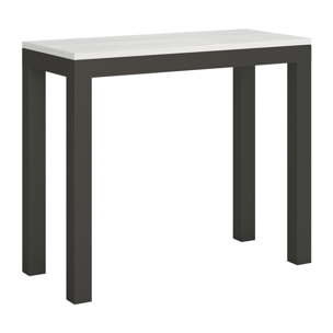 Consolle allungabile 90x40/300 cm Everyday Evolution Bianco Frassino telaio Antracite.
