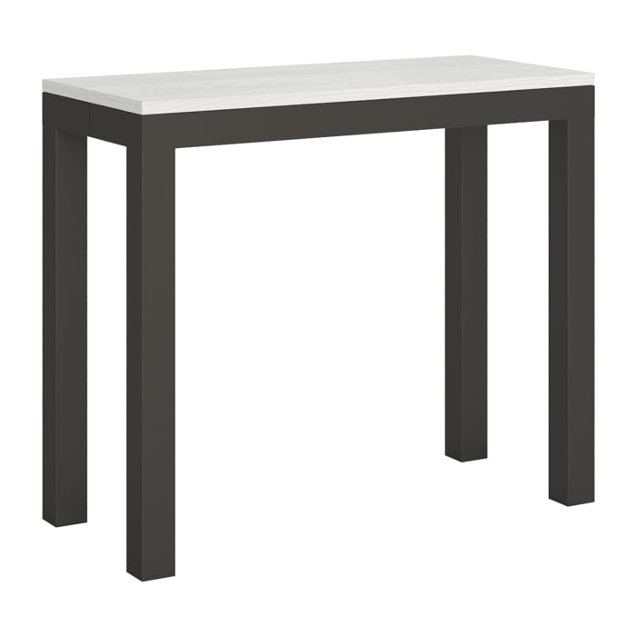 Consolle allungabile 90x40/300 cm Everyday Evolution Bianco Frassino telaio Antracite.