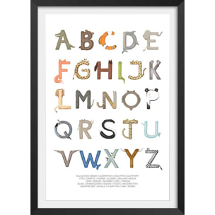 Affiche enfant lettres anglaises  Affiche + cadre en bois - Noir