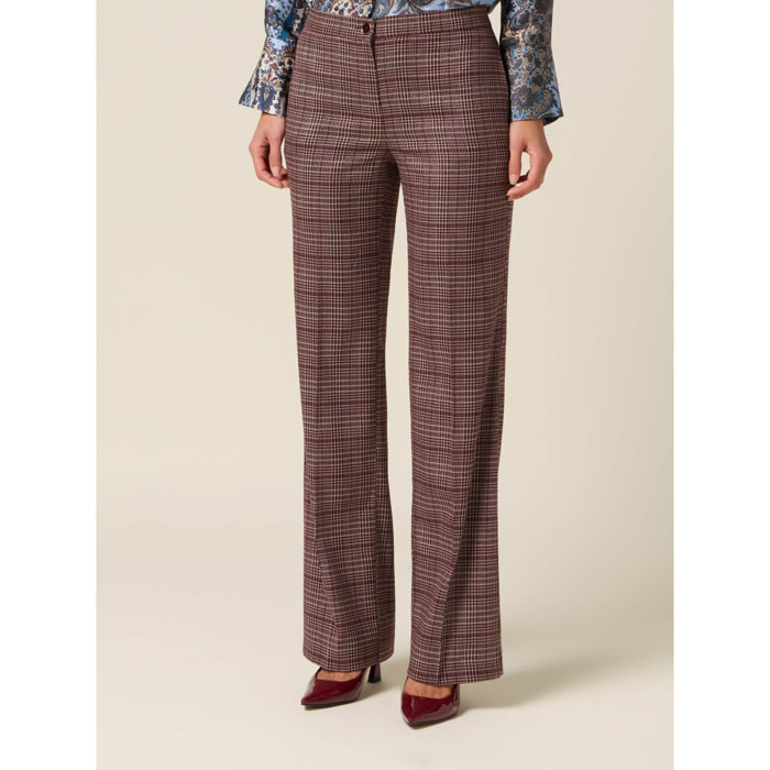 Oltre - Pantalones de franela a cuadros - Burgundy