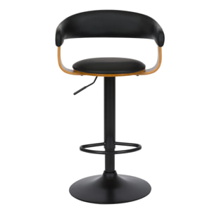 Chaise de bar réglable 62/84 cm en cuir synthétique noir - Harold