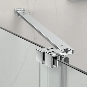 X-MOTION 140x200cm Paroi en verre coulissante Crystal Glass® 8 mm anticalcaire, bras, profilés, chrome brillant (SATBWIXM140)