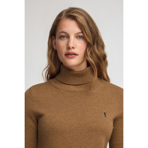 Maglione cammello vigorè in misto lana a dolcevita e ricamo Rigby Go