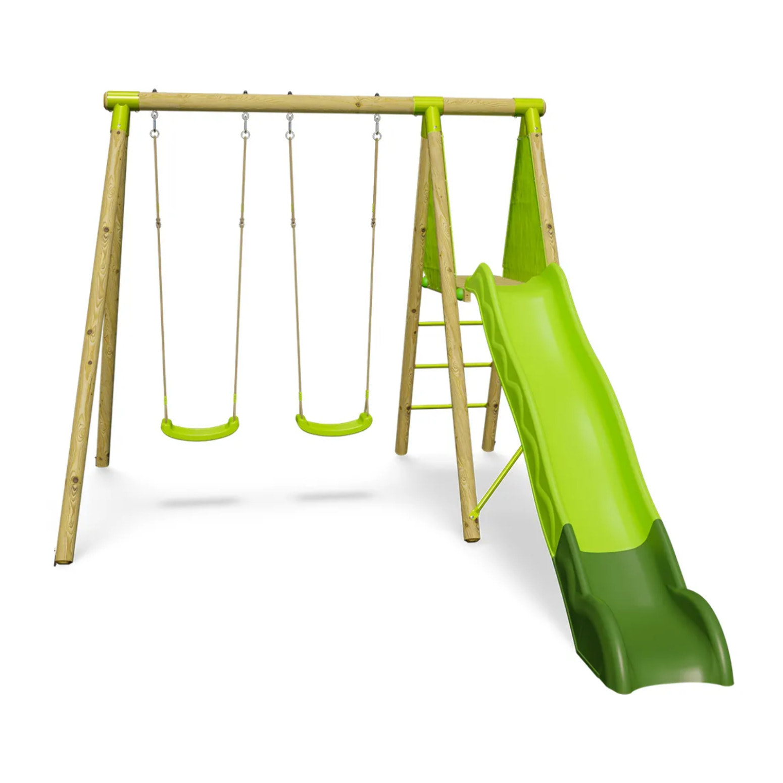 Balançoire en bois 2,30 m Topwood LUMI VERT - 4 enfants