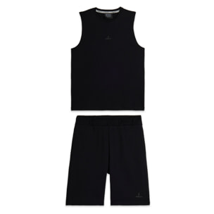 Completo sportivo in cotone con top smanicato e bermuda