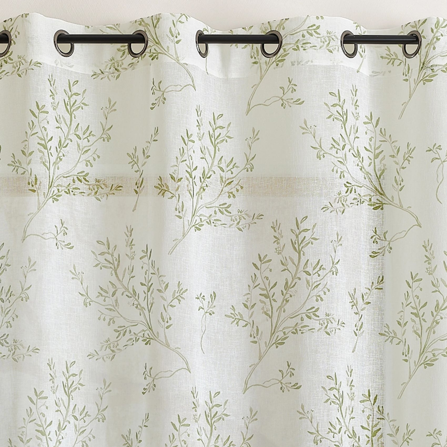 Voilage impression feuillage poétique - Kaki