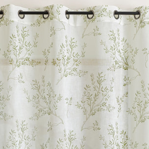 Voilage impression feuillage poétique - Kaki