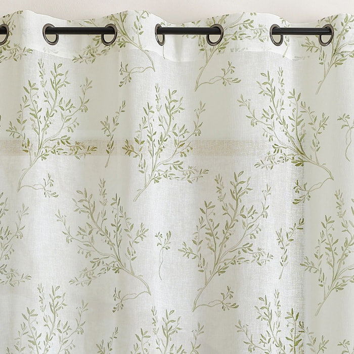 Voilage impression feuillage poétique - Kaki