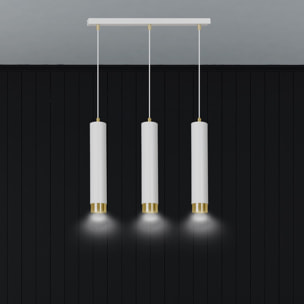 Lampada a sospensione KIBO in acciaio bianco e oro