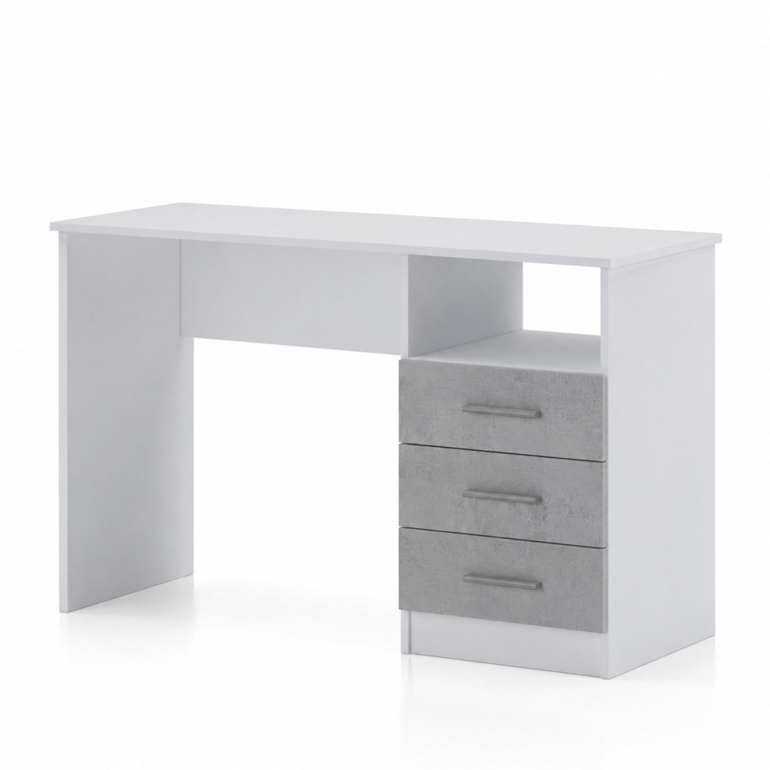 Scrivania Scrittoio Salvaspazio Con Cassetti Mobile Desk Postazione Pc Studio Ufficio Soggiorno Sala Pranzo 120 x 72 x 48 Cm Bianco Grigio Cemento