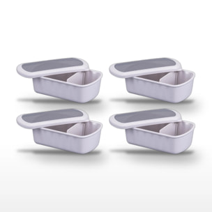 Lot de 4 Lunchboxes Beige à compartiment réglable 1 litre Fackelmann Storage