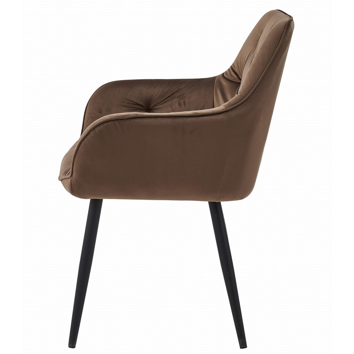 Set di 2 sedie Jork in velluto marrone con gambe nere