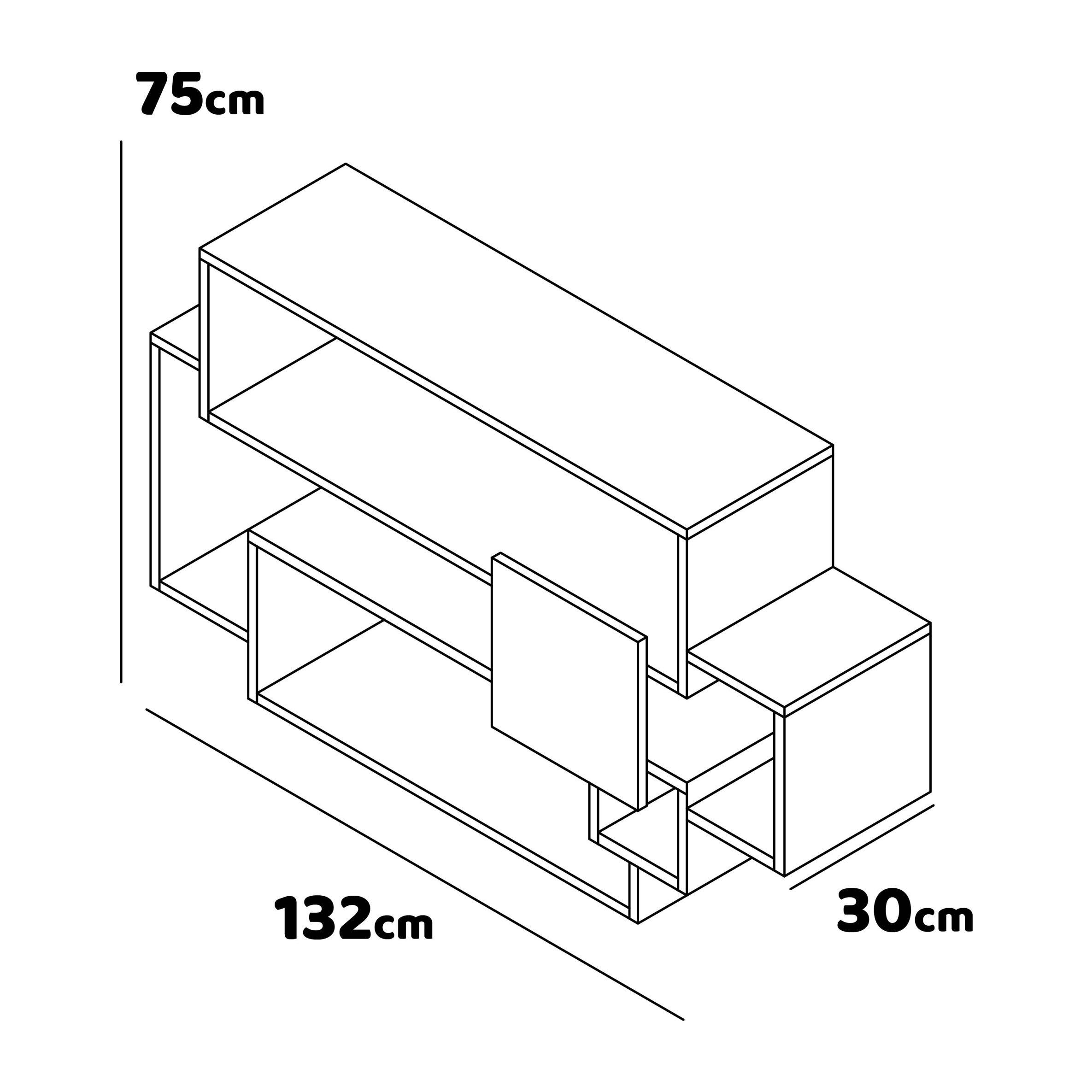 Sorrento - Scaffale a parete in legno melaminico 132x30xH75 cm, colore marrone