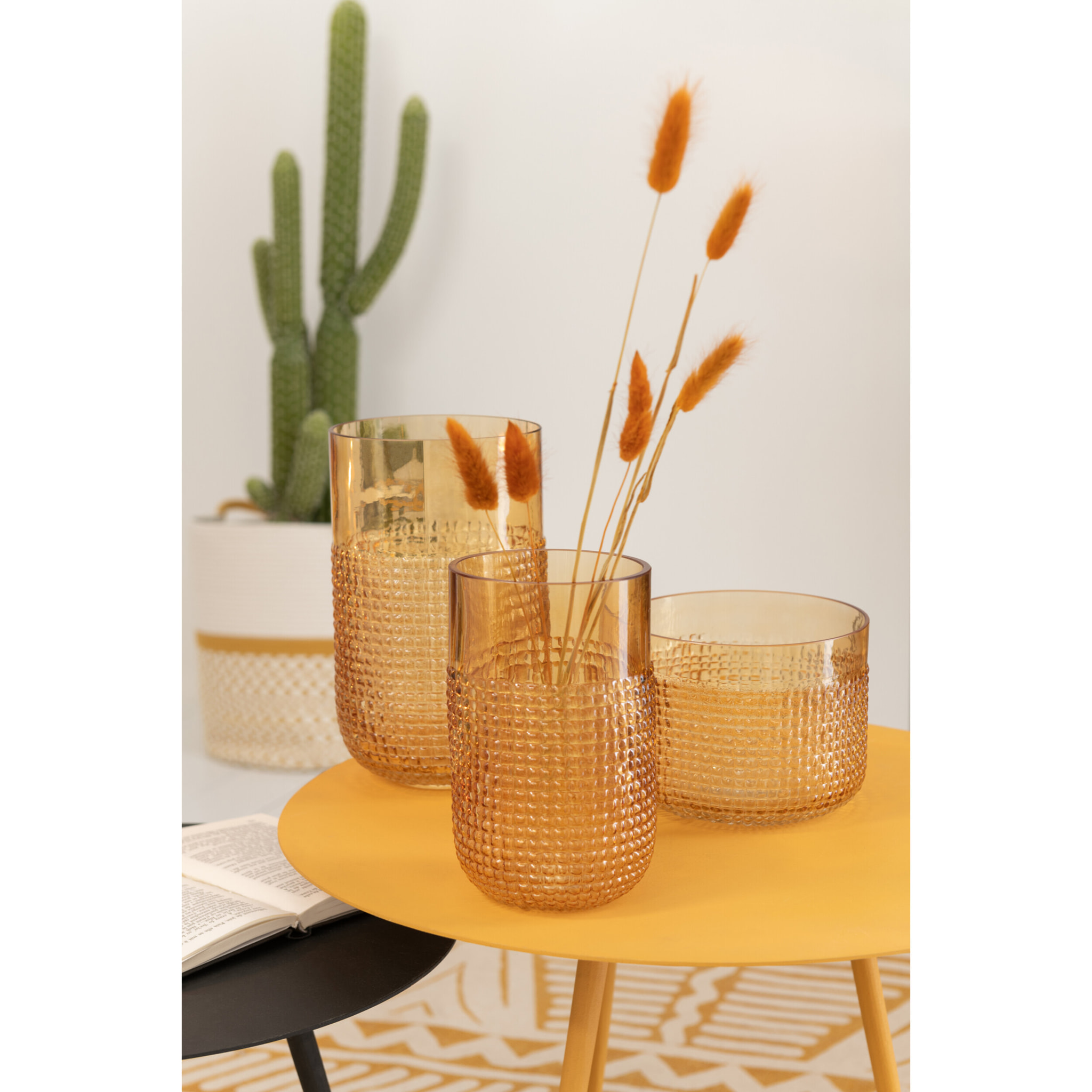 J-Line Vase Motif Verre Orange Small