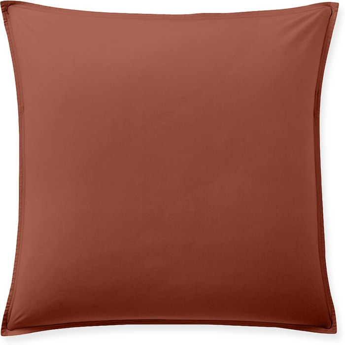 Paire de Taies D'oreiller Avec Volant 100% Percale De Coton Lavé Terracotta