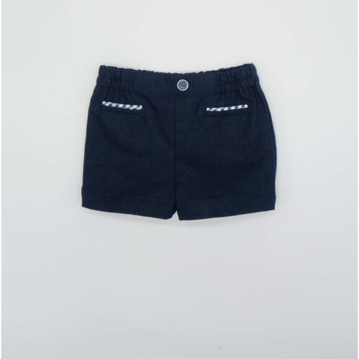 BERMUDA AZUL MARINO CON BOLSILLO VICHY