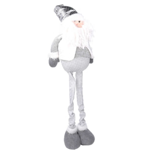 Babbo natale in tessuto bianco con gambe telescopiche grigio cm29x11h58/96