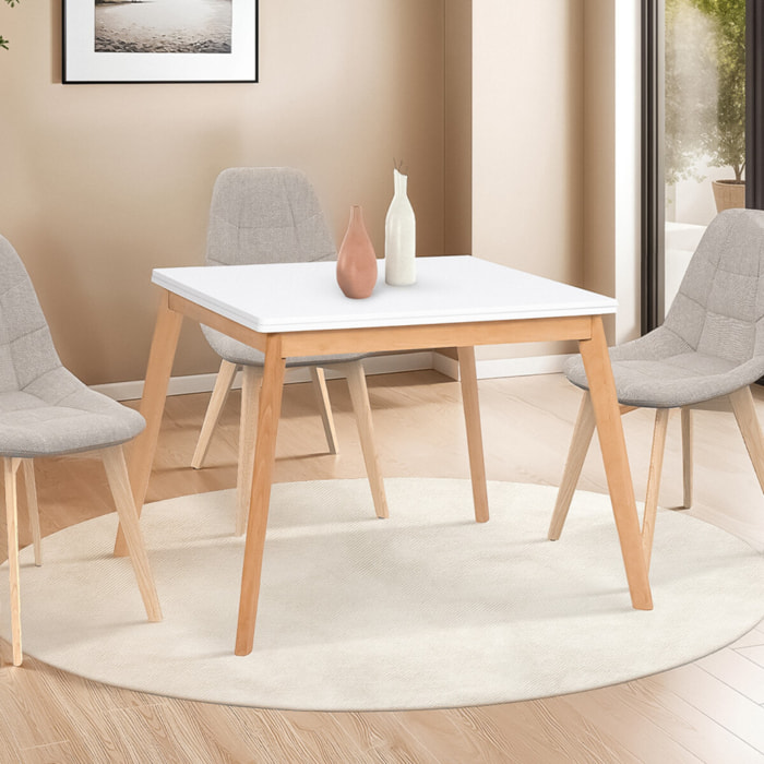 Table à manger dépliable Scandi bois et blanc 80-160cm