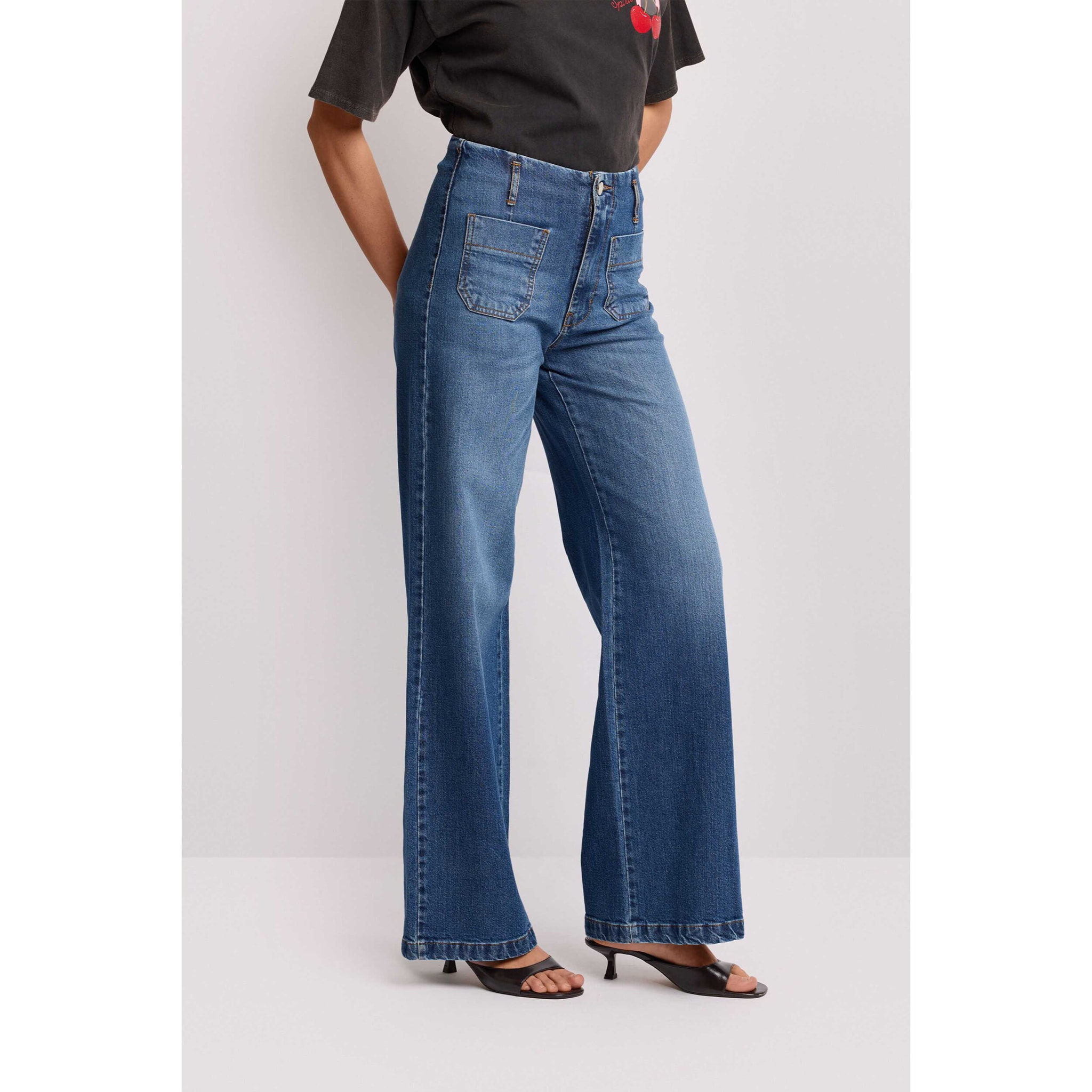 Kocca - Pantaloni wide leg a gamba larga Donna, Denim