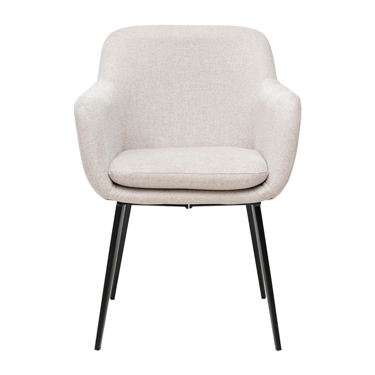 Chaises en tissu effet velours texturé beige et métal noir (lot de 2) AMIKA