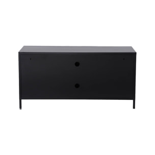 Meuble TV industriel métal noir 3 portes 120cm - Alabama