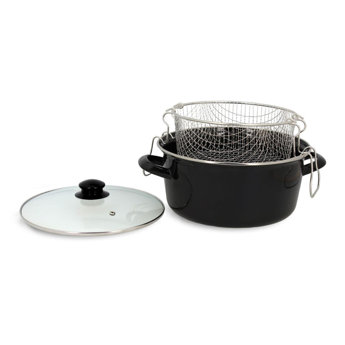 Friteuse en acier émaillé noir 26cm