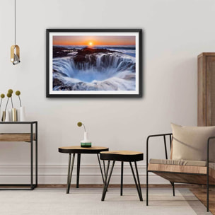 Affiche Le puit de Thor en Oregon Affiche + cadre en bois - Noir