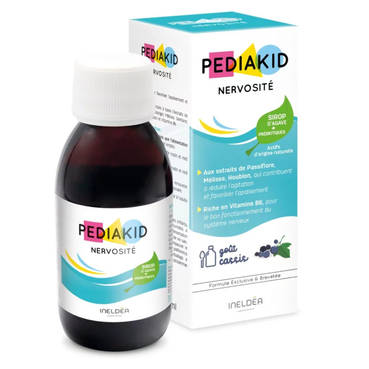 image-PEDIAKID - Sirop Nervosité -Complément Alimentaire Naturel - Formule Exclusive au Sirop d'Agave - Favorise l'Apaisement - Réduit l'Agitation - Arôme Naturel Cassis - Flacon de 125 ml