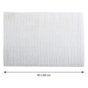 Alfombra de baño MSV "Chenille" de microfibra en color blanco 40 x 60 cm