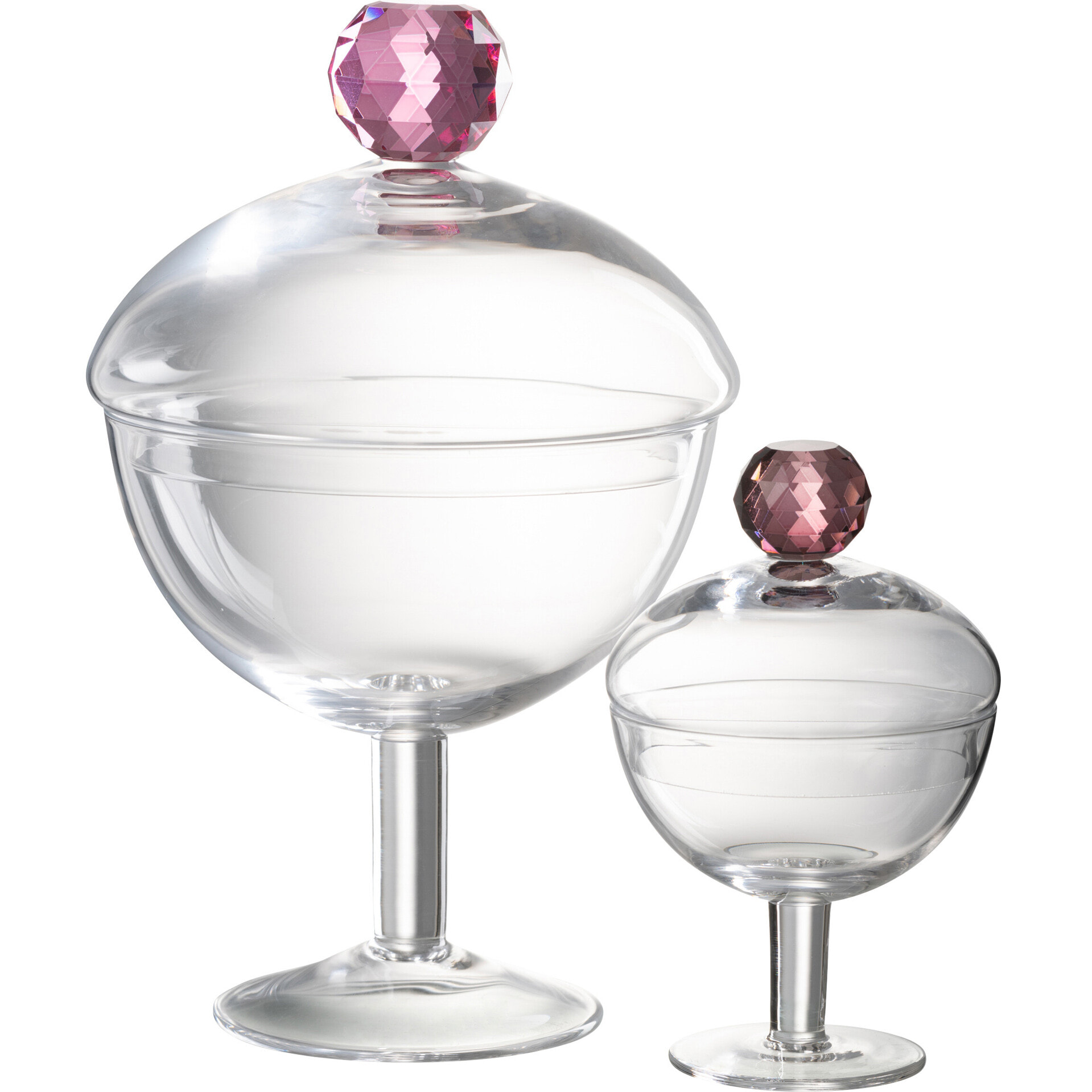 J-Line pot de conservation Diamond Cristal - verre - transparent/rose - large