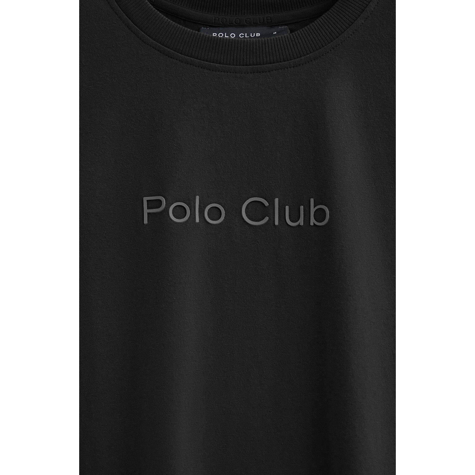 Camiseta negra de manga corta y logo engomado Polo Club