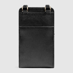 Piquadro Porta telefono da collo in pelle con porta carte di credito