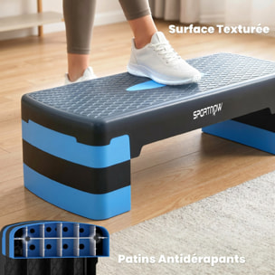 Stepper fitness aérobic hauteur réglable 10/15/20 cm antidérapant bleu