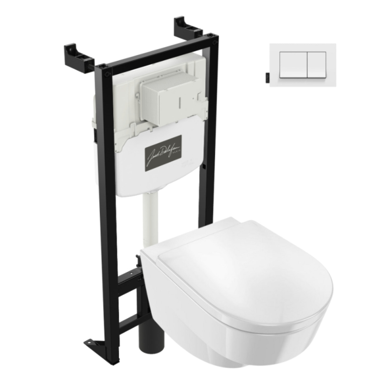 Pack WC suspendu sans bride Odéon Rive Gauche + bâti support + plaque avec abattant standard