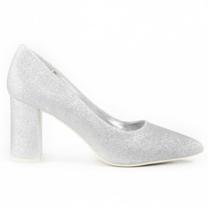 Zapato De Tacón - Plateado - Altura: 8 Cm
