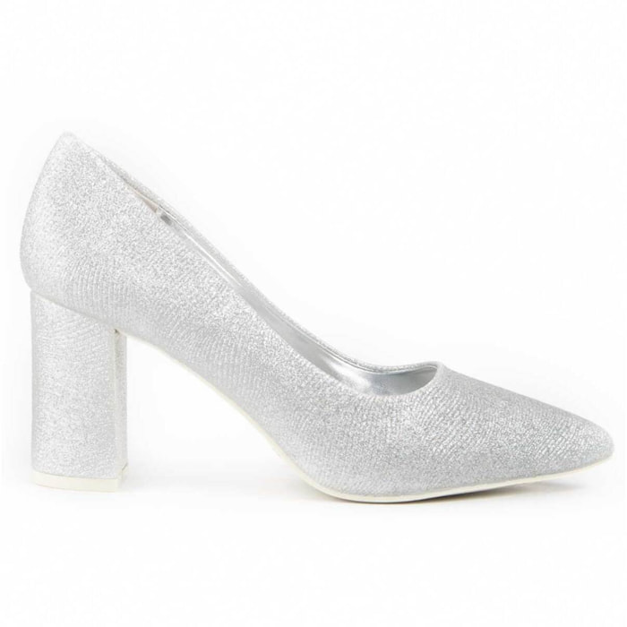 Zapato De Tacón - Plateado - Altura: 8 Cm