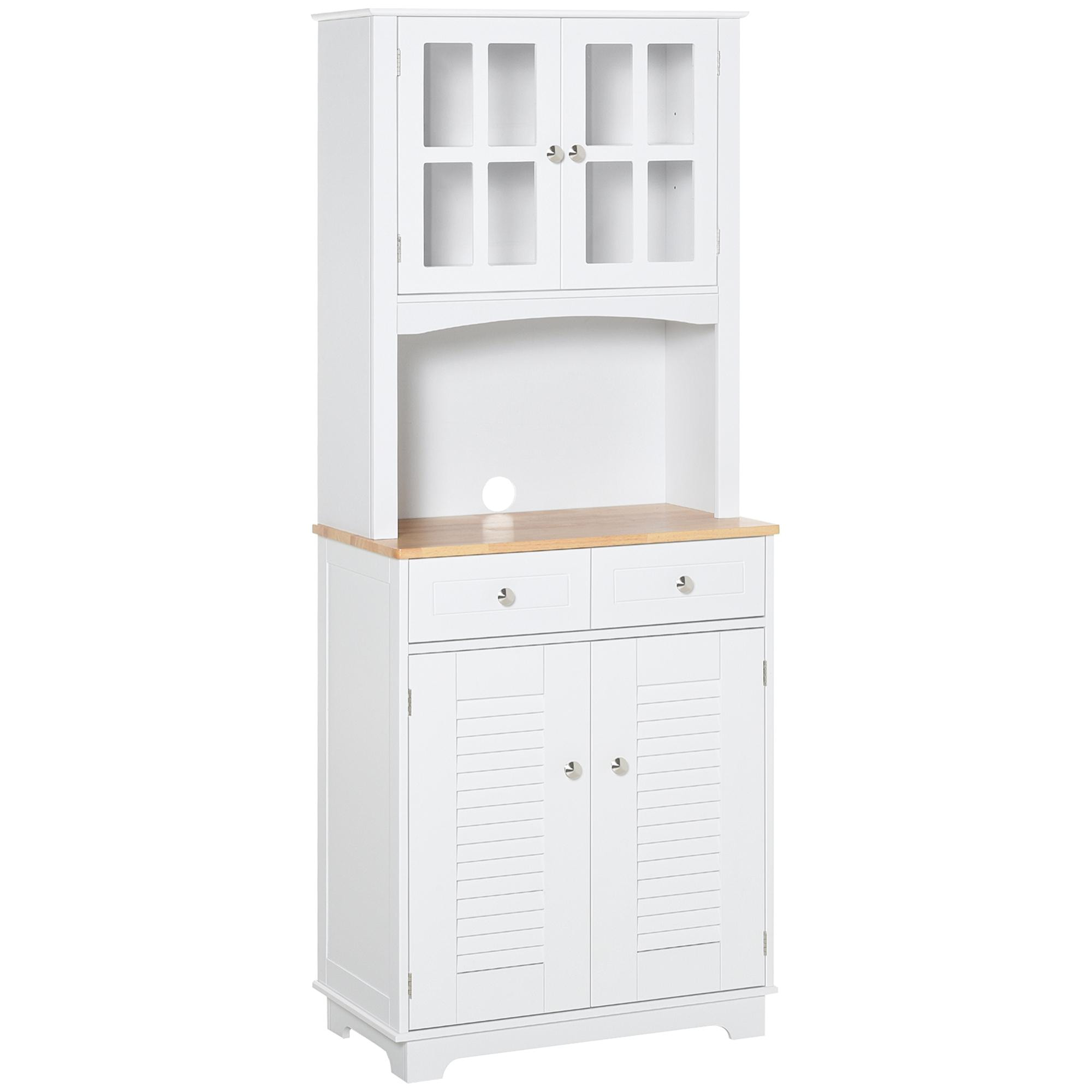 Alacena Cocina de MDF, Madera de Caucho 68x39,5x170cm Blanco