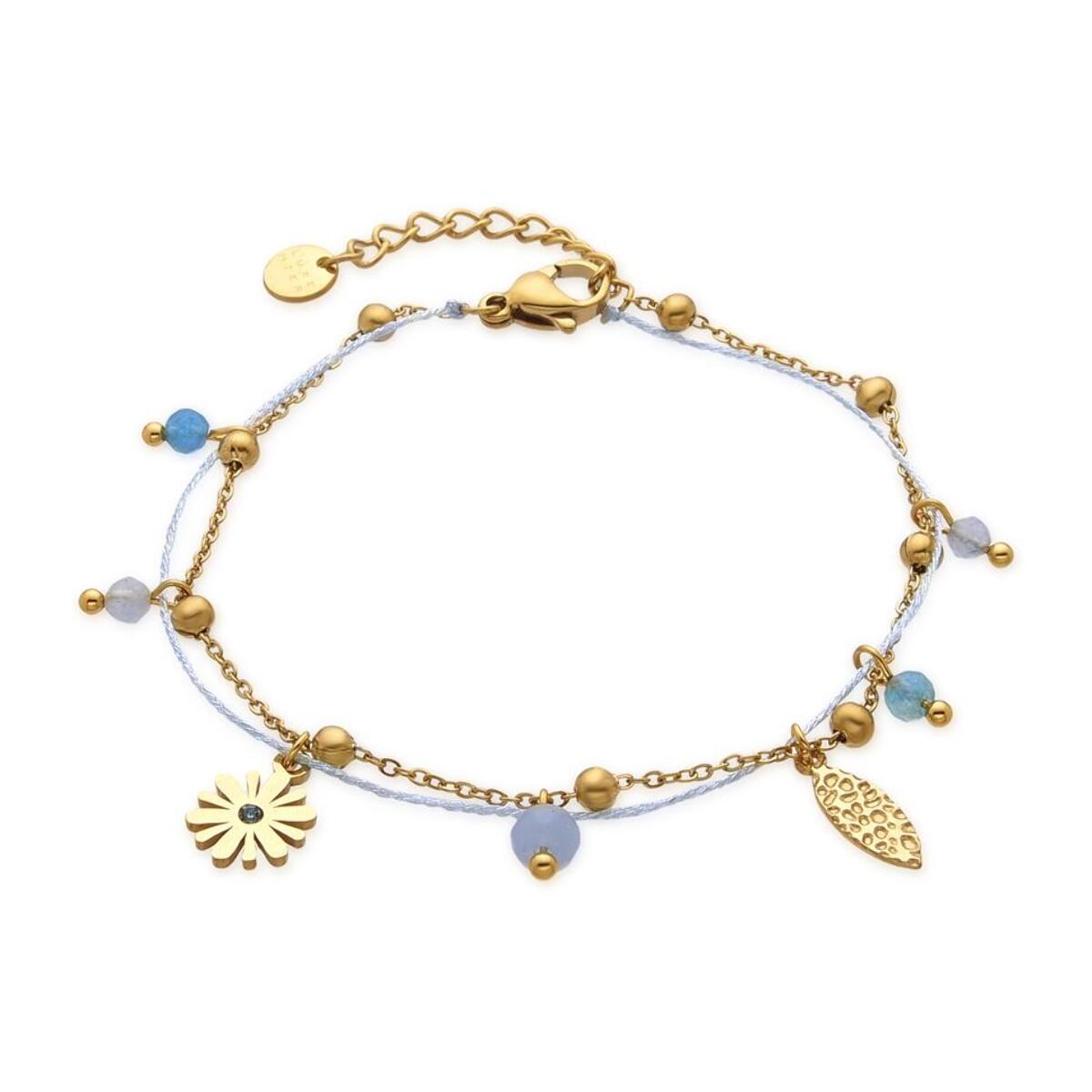 Pulsera con Cristal Azul Oscuro acabado oro 18k