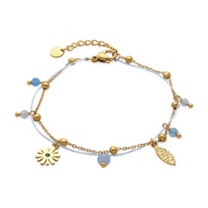 Pulsera con Cristal Azul Oscuro acabado oro 18k
