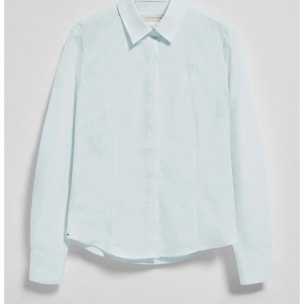 Camicia slim in popeline acquamarina con logo Rigby Go ricamato