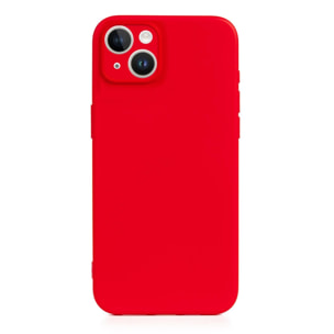 DAM Custodia Essential in silicone con protezione per fotocamera per iPhone 14 Plus. Interno in morbido velluto. 8,09x1,06x16,36 cm. colore rosso