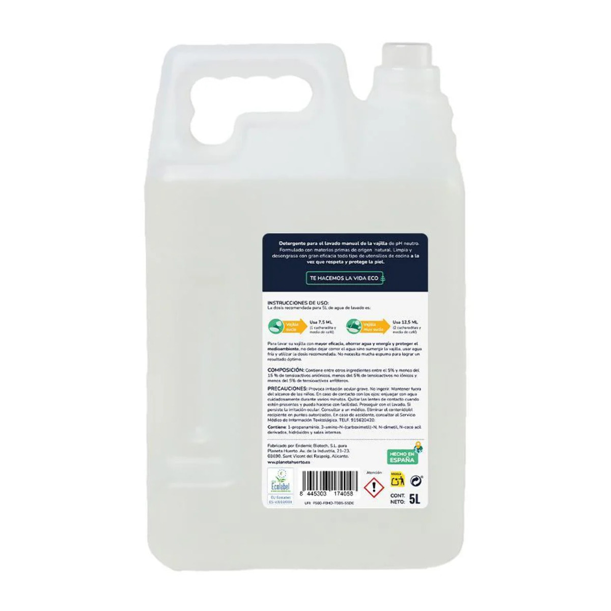 Pack 3xLavavajillas Manual Hipoalergénico Sin perfume Eco Planeta Huerto 5l