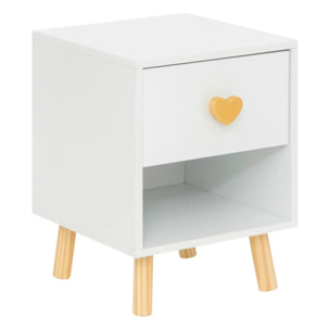 Table de chevet enfant Amour blanc H40cm