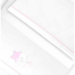 Triptico Cuna Franela Osito Sentado Bco/Rosa