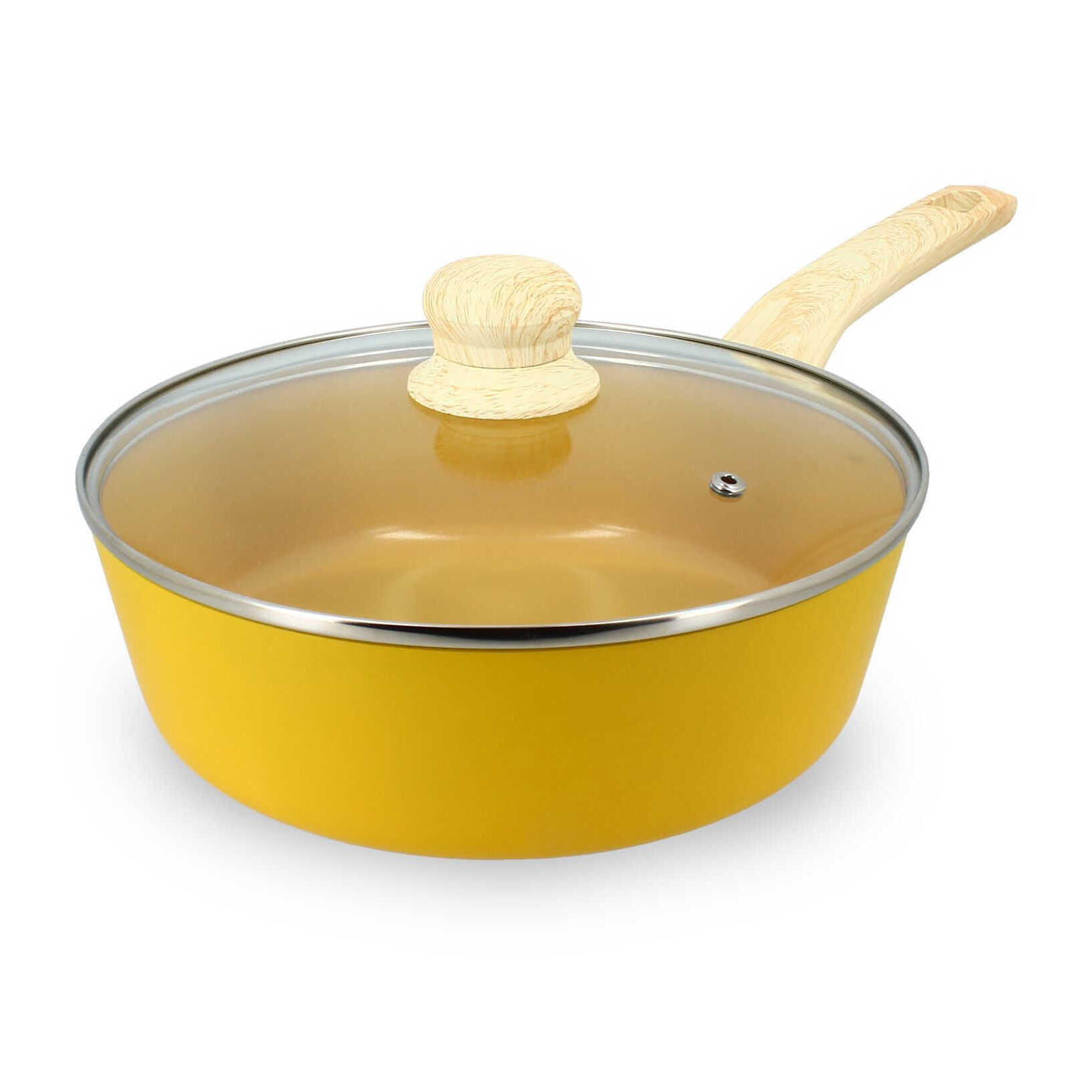 SAUTEUSE SAFRAN 24CM EN ALUMINIUM INDUCTION AVEC COUVERCLE EN VERRE