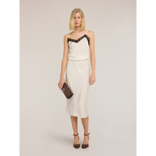 Motivi - Top lencero de satén con lunares - Blanco